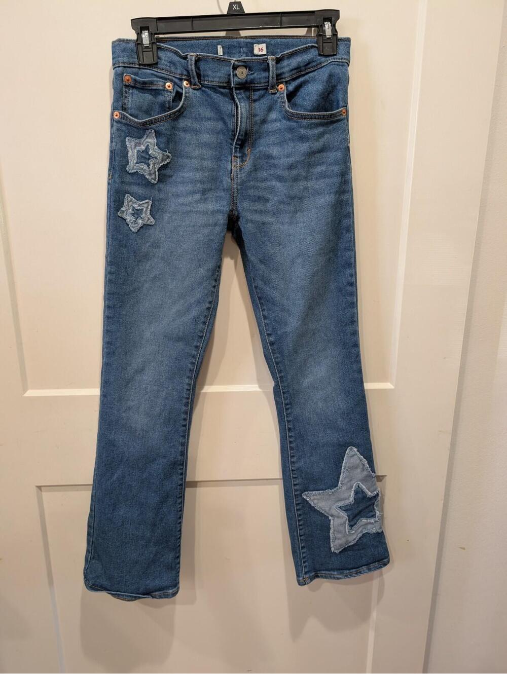 Levi's 726 Flare Jeans Girls Size 16 with patchwork stars